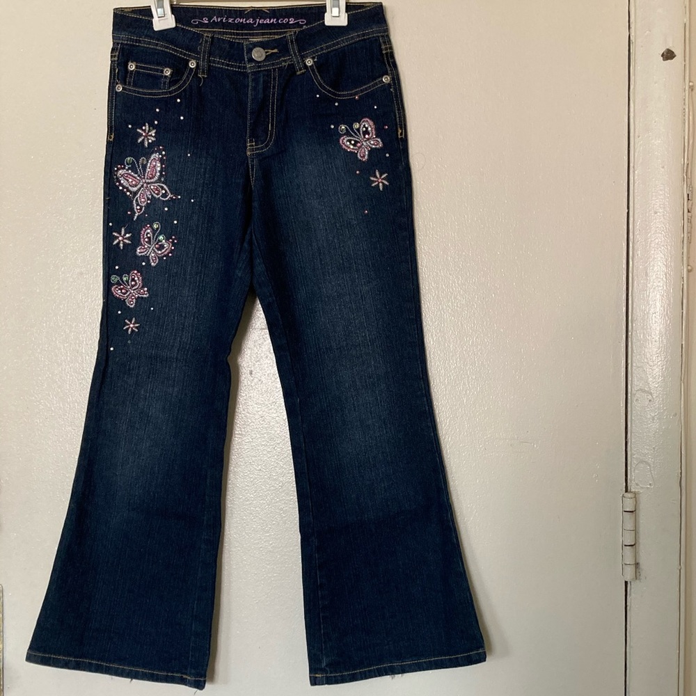 *BRAND NEW* Arizona Jean Company Vintage Dark Blue Girl’s Butterfly Flared Jeans